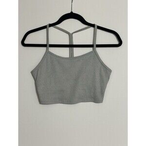 Alo Yoga Alosoft Ribbed Crop Calm Tank Bra Top Heather Gray S